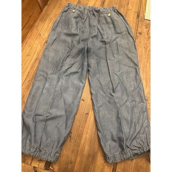 Tommy Bahama Women’s Joggers Linen Blend Size Medium Poncho Pants Chambray Relax - Picture 15 of 16